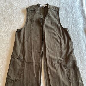 Sleeveless Olive Long Vest